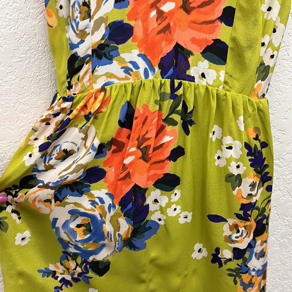 Moulinette Soeurs Anthropologie Floral Cap Sleeve Silk Mini Dress 6 - Picture 3 of 7